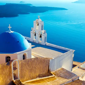 Ocean view from the Greek island Santorini in the East Mediterranean 