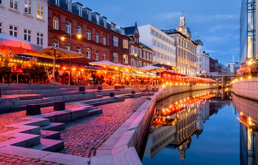 Aarhus town, Denmark at sunset