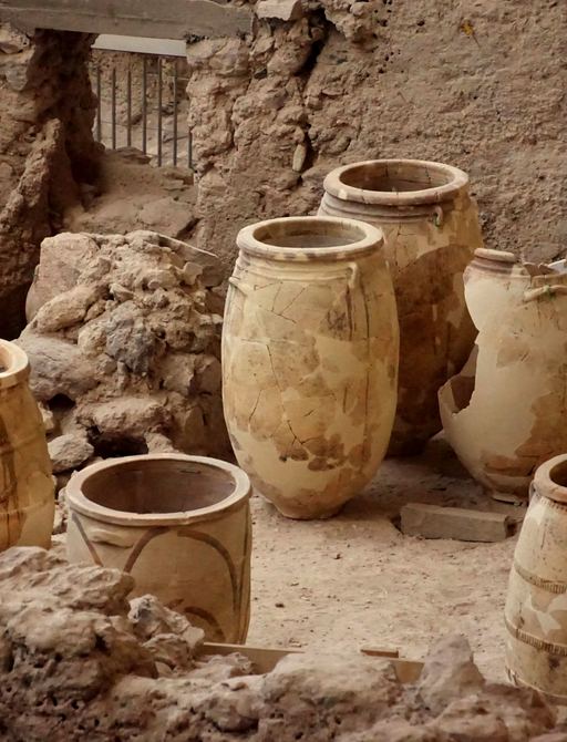 Pottery in Akrotiri Greece