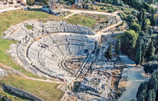 Vast amphitheater in the ancient city of Syracuse in Sicily