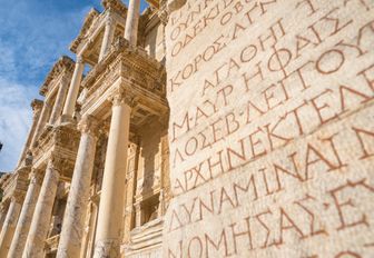 close up view of ancient ruins in greece