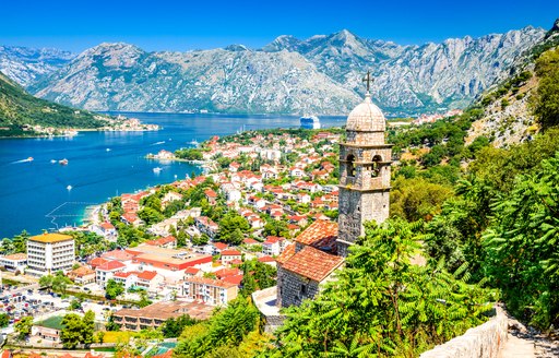 beautiful views over buildings and fresh blue waters of montenegto