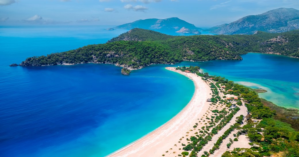 Aerial view of Blue Lagoon, yacht charter