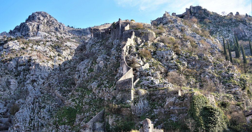 Winding steps up to St John's Fortress in Kotor, Montenegro