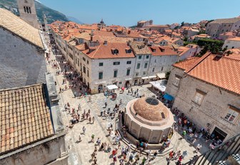 Town square in the historic Old Town of Dubrovnik in Croatia