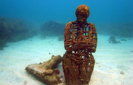 An underwater sculpture in the Caribbean Sea surrounding Grenada