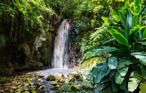 Waterfall in St Lucia in the Caribbean